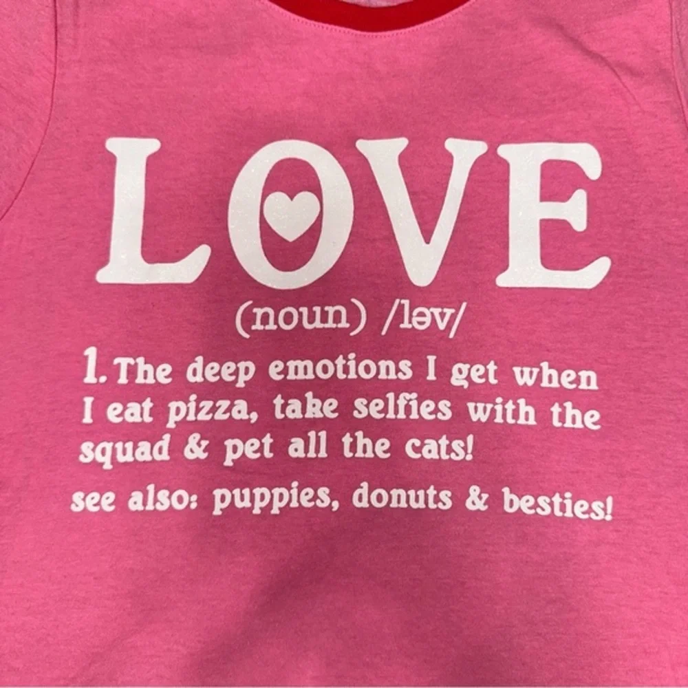 Children’s Place Valentine’s Day tee pink girls size XL 14‎